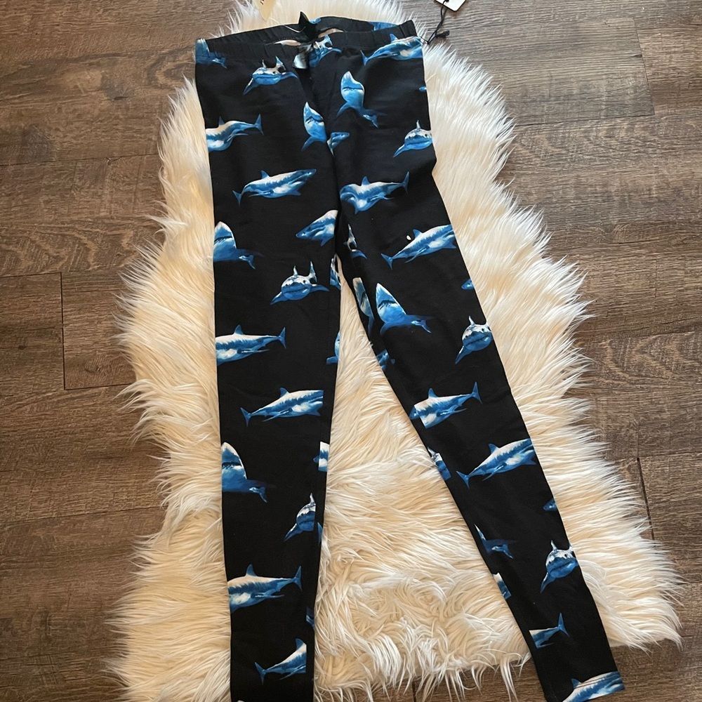 Forever 21 Black Blue Shark Leggings